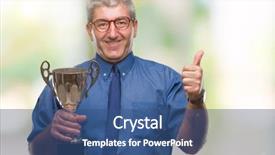  Presentation with successful - Cool new PPT layouts with excellence award - handsome senior successful man holding backdrop and a  colored foreground