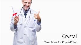  Presentation with certificate - Slides having excellence diploma - middle age senior hoary doctor background and a white colored foreground