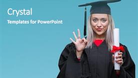  Presentation with diploma - Presentation theme having excellence diploma - young blonde woman wearing graduate background and a  colored foreground