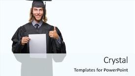  Presentation with one young man exercising handball - Audience pleasing theme consisting of excellence diploma - young handsome graduate man backdrop and a  colored foreground