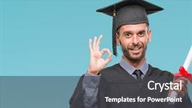  Presentation with holding hands old young - PPT layouts featuring excellence diploma - young handsome graduated man holding background and a  colored foreground