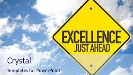  Presentation with excellence - Colorful PPT theme enhanced with excellence just ahead sign backdrop and a light blue colored foreground