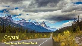  Presentation with rocky mountains - PPT theme having excellent-highway-crosses-the-rocky background and a tawny brown colored foreground