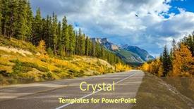  Presentation with yellow orange - Presentation design featuring excellent-highway-crosses-the-rocky background and a tawny brown colored foreground