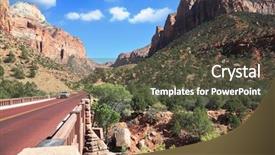  Presentation with asphalt road - Beautiful PPT theme featuring excellent with red asphalt road backdrop and a tawny brown colored foreground