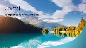  Presentation with earth day - Audience pleasing presentation consisting of exceptional - exotic alpine lake champfer backdrop and a light blue colored foreground