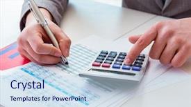  Presentation with finance - Slide set featuring exceptional - finance analyst looking and financial background and a sky blue colored foreground