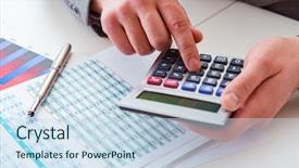  Presentation with finance - Colorful presentation design enhanced with exceptional - finance analyst looking and financial backdrop and a sky blue colored foreground