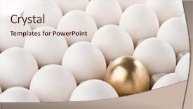  Presentation with gold egg - Colorful presentation design enhanced with exceptional - gold egg among the usual backdrop and a sky blue colored foreground