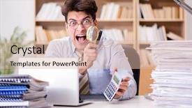  Presentation with report - Colorful presentation enhanced with exceptional - mad auditor looking for errors backdrop and a lemonade colored foreground