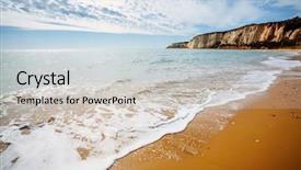  Presentation with clear sunny day rural landscape - PPT theme with exceptional - view of the azure sea background and a light gray colored foreground