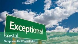  Presentation with road - PPT theme featuring exceptional green road sign background and a ocean colored foreground