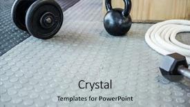  Presentation with crossfit - Presentation theme featuring excercise equipment on the floor background and a  colored foreground
