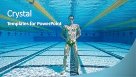  Presentation with swimmer - Colorful PPT layouts enhanced with excersice - athletic swimmer underwater standing backdrop and a  colored foreground