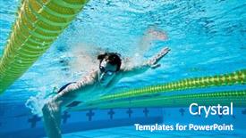  Presentation with swimmer - PPT theme consisting of excersice - swimmer under water in pool background and a  colored foreground