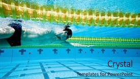  Presentation with swimmer - Presentation theme enhanced with excersice - swimmer under water in pool background and a  colored foreground