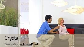  Presentation with consult - Audience pleasing PPT theme consisting of excersise health - physiotherapist makes a house call backdrop and a coral colored foreground