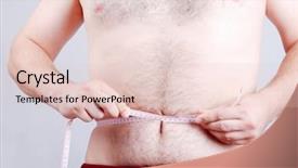  Presentation with body fat - Slide set having excess body fat wellness - abdomen measuring background and a lemonade colored foreground