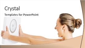  Presentation with woman nude erotic - Theme with excess body fat wellness - nude topless woman holding scale background and a white colored foreground