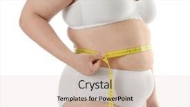 Presentation with measuring - Theme with excess body fat wellness - overweight woman in underwear measuring background and a lemonade colored foreground