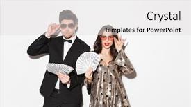  Presentation with dance beautiful couple dancing ballroom - Presentation theme featuring exchange goods - beautiful young smartly dressed couple background and a light gray colored foreground