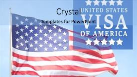  Presentation with united states unity - Beautiful PPT layouts featuring exchange program - text visa united states backdrop and a light blue colored foreground