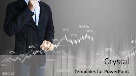  Presentation with exchange rates - PPT theme having exchange rates - businessman with financial symbols coming background and a light gray colored foreground
