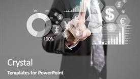  Presentation with exchange rates - Presentation having exchange rates - businessman with financial symbols coming background and a gray colored foreground