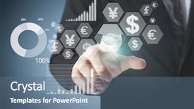  Presentation with exchange rates - PPT layouts having exchange rates - businessman with financial symbols coming background and a ocean colored foreground