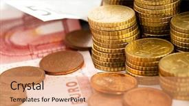  Presentation with euro - PPT theme enhanced with exchange rates - euro coins background and a coral colored foreground