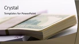  Presentation with packs - Colorful PPT theme enhanced with exchange rates - packs of dollars and euros backdrop and a sky blue colored foreground