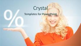  Presentation with percent - PPT theme having exchange rates - picture of girl showing sign background and a sky blue colored foreground
