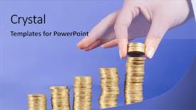  Presentation with gold coins and jewelry - Slide set with exchange rates - series with columns of gold background and a light blue colored foreground