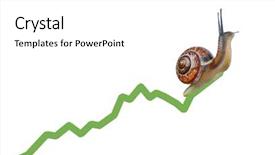  Presentation with snail - Slide deck consisting of rear view of a young businessman massaging his sore neck background and a dark gray colored foreground