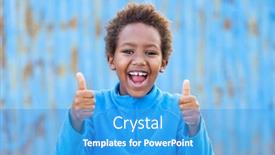  Presentation with saying - Presentation design with excited-african-kid-saying-ok background and a teal colored foreground