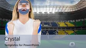  Presentation with painting walls paint roller - Amazing slide deck having excited argentina fan in face backdrop and a light blue colored foreground