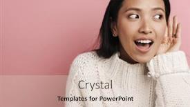  Presentation with asian - Slide set featuring excited-asian-woman-overhearing background and a lemonade colored foreground