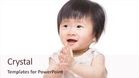 Presentation with baby girl announcement - PPT theme enhanced with excited baby girl clapping hand background and a  colored foreground