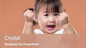  Presentation with baby girl announcement - Amazing PPT theme having excited baby girl holding arm backdrop and a coral colored foreground