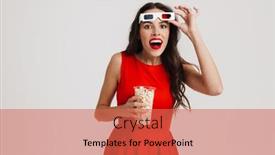  Presentation with popcorn movie - Colorful slides enhanced with excited-beautiful-girl-in-3d backdrop and a red colored foreground