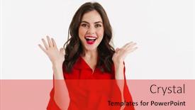  Presentation with red - Audience pleasing PPT layouts consisting of excited-beautiful-girl-wearing-red backdrop and a red colored foreground