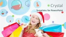  Presentation with santa - Amazing slide set having excited blonde in santa hat holding shopping bags against dot pattern backdrop and a cool aqua colored foreground