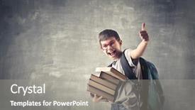  Presentation with yoga in school - Audience pleasing PPT theme consisting of excited boy going to school backdrop and a gray colored foreground
