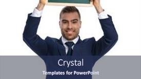  Presentation with navy blue - Amazing slide deck having excited-businessman-in-navy-blue backdrop and a navy blue colored foreground