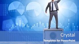  Presentation with safe - PPT theme featuring excited-businessman-standing-on-top background and a teal colored foreground