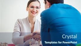  Presentation with winning - Colorful slide set enhanced with excited-businesswoman-winning-in-chess backdrop and a ocean colored foreground