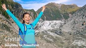  Presentation with new zealand - Slide deck with excited-cheering-woman-on-travel background and a gray colored foreground