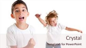  Presentation with kids sleep children books - PPT layouts featuring excited children kids happy screaming background and a lemonade colored foreground