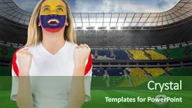  Presentation with football stadium - PPT theme with fan in face paint cheering background and a forest green colored foreground
