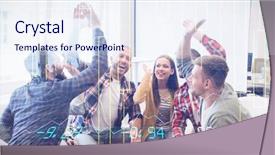  Presentation with stop violence against children - PPT theme having excited creative business people giving background and a sky blue colored foreground